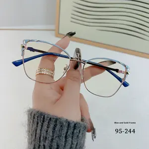 Occhiali fotocromatici Anti-luce blu, struttura in metallo a forma di <span class=keywords><strong>occhio</strong></span> di <span class=keywords><strong>gatto</strong></span>, fornitore di occhiali all'ingrosso, adatto a tutte le forme <span class=keywords><strong>del</strong></span> viso - Product Image 4