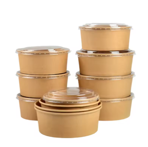 Récipients alimentaires en papier kraft rond biodégradable en vrac prêts <span class=keywords><strong>à</strong></span> <span class=keywords><strong>emporter</strong></span> - Product Image 6