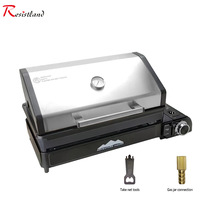 Réchaud à gaz portable avec gril, brûleur à cassette au butane, barbecue extérieur pour camping, pique-nique, fête, randonnée, voyage
