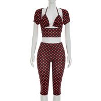 Ensemble tendance pour femmes, ensemble assorti imprimé, haut court et leggings courts, ensemble 3 pièces, ensemble sexy pour club, vêtements pour femmes