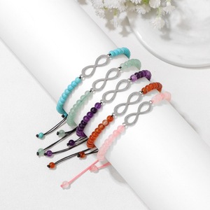 Nuovi Braccialetti in Acciaio Inossidabile con Simbolo Infinito, Perline in Pietra da 4mm, Intrecciati a Mano, Regolabili, con Cartoncino, Regalo Ideale per <span class=keywords><strong>Migliori</strong></span> Amici - Product Image 3