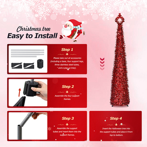 <span class=keywords><strong>Sapin</strong></span> <span class=keywords><strong>de</strong></span> Noël artificiel fin <span class=keywords><strong>de</strong></span> 150 cm en guirlande rouge, décoration <span class=keywords><strong>de</strong></span> fête pour la maison <span class=keywords><strong>et</strong></span> les événements - Product Image 4