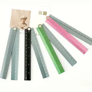 Measuring Tool 2 Colors Aluminium Alloy Straightedge Ruler Metal Folding Rule With School Supplies For Students