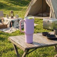 Mug de voyage isotherme en acier inoxydable de 40 oz avec couvercle à clapet, couleurs personnalisées, grande capacité, durable, facile à nettoyer, coloré, pour l'extérieur
