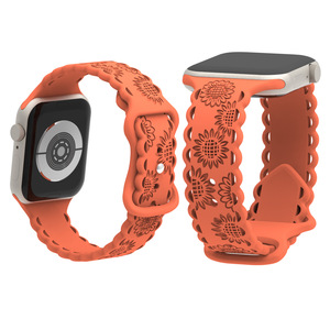 Correa para Reloj para <span class=keywords><strong>iPhone</strong></span> 8, Correa de Silicona con Cierre a Presión y Diseño de Girasol Grabado con Láser - Product Image 5