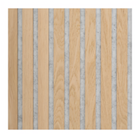 Panneaux acoustiques modernes en fibres de polyester PET gris, lattes de bois, placage de chêne naturel pour la décoration intérieure des halls d'hôtels, écologiques et insonorisants