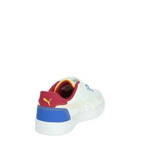 Zapatillas Puma para Niños, Blancas con Rayas Azules y Amarillas, Cierre de Velcro, Lona, Modernas - Product Image 3