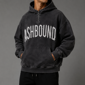 Sudadera con Capucha Personalizada de Algodón Grueso, Estilo Urbano Vintage, con Parche Bordado y Diseño Gráfico, Sudadera Premium para Hombre - Product Image 1