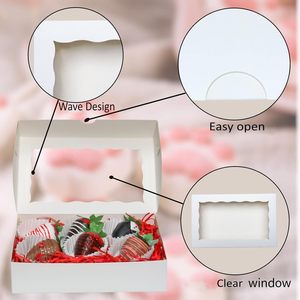 DOPONE 50 Cajas <span class=keywords><strong>de</strong></span> Cartón Reciclables Blancas <span class=keywords><strong>de</strong></span> 8x5x2 Pulgadas para Panadería con Ventana y Recubrimiento UV para Brownies Cubiertos <span class=keywords><strong>de</strong></span> <span class=keywords><strong>Chocolate</strong></span> - Product Image 5