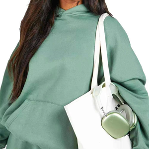 Ensemble de survêtement pour femmes, sweat à capuche uni, taille oversize, 2 pièces, imprimé, coupe-vent, léger, respirant, séchage rapide, fermeture éco-responsable, 100% écologique - Product Image 3