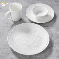 Service de table en céramique blanche mate écologique pour restaurant occidental de luxe, assiettes, bols, tasses et soucoupes en porcelaine de pierre