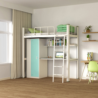 Lit mezzanine tout en acier avec bureau intégré, mobilier adapté aux dortoirs scolaires, d'appartements, d'usines et d'entreprises