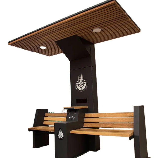 Digital Signage Solar Bench with Temperature Sensor Bench with Solar Panel Outdoor Smart Solar Led Lighting Box