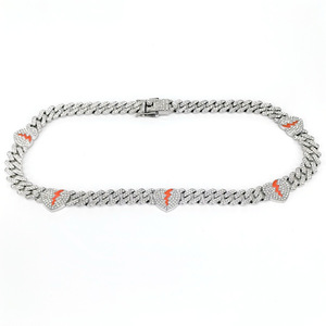 Collar de Cadena Cubana Estilo Hiphop Rapero Moderno Europeo Americano, 10mm, Forma de Diamante, Geométrico, con Diseño de Corazón Roto - Product Image 4