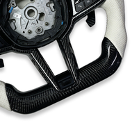Volant en cuir blanc et fibre de carbone pour BMW F30 F10 G01 G20 G30 E70 E90 E92 M3 M4 M5 X3 X5 X6 Z4 G28 G29 G30 G80