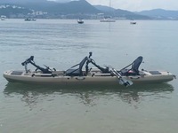 Kayak modulaire à pédales amovible en 3 sections en matériau HDPE Vicking de 9,7 pieds, canoë de pêche détachable avec moteur flottant