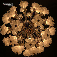 Lampe suspendue à pampilles réglable en hauteur IAN, moderne, en acrylique, LED, couleur champagne doré, télécommande, garantie 5 ans, hôtel