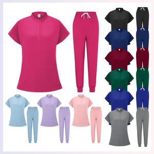 Women Sleeveless Scrub Suit Set Moisture Wicking Hospital Uniforms Split Design Pink M Size - Product Image 5