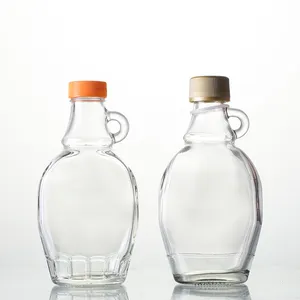 High Quality Food Grade Clear Flat Empty 8oz Glass Syrup Bottle with 28mm Finish