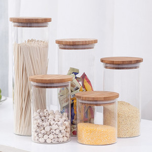 Pot de conservation alimentaire domestique portable en <span class=keywords><strong>verre</strong></span> transparent de 500 ml, de forme ronde en forme de <span class=keywords><strong>calebasse</strong></span>, compatible micro-ondes, avec couvercle en liège soufflé à la main - Product Image 6