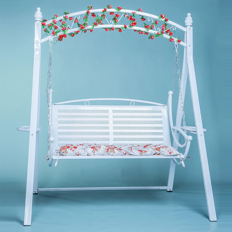 Deluxe white swing-1 cushion flower vine lantern