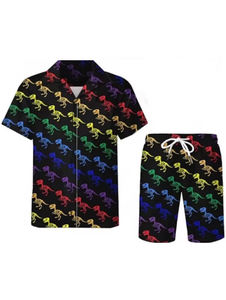 Conjunto de pantalones cortos de playa con estampado <span class=keywords><strong>3D</strong></span> para hombre de estilo americano europeo Camiseta de manga corta minimalista Nuevo diseño de punto informal para <span class=keywords><strong>Amazon</strong></span> - Product Image 5