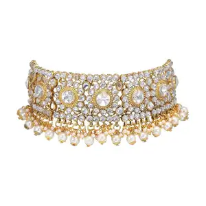 India Grosir Polki Antik India Perhiasan Pengantin Satu Gram Emas Set Perhiasan Berlapis Emas Grosir