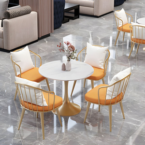 ชุดโต๊ะอาหารทรงกลมขนาดเล็กสีดำสไตล์โมเดิร์นจากผู้ผลิต เฟอร์นิเจอร์ร้านกาแฟสุดหรู โต๊ะร้านอาหาร - Product Image 3