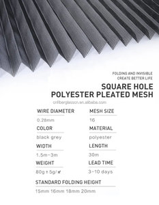 Pleated lưới màn hình mẫu miễn phí chống muỗi có thể thu vào gấp cửa xếp li Tulle côn trùng màn hình Lưới Cửa Sổ - Product Image 2