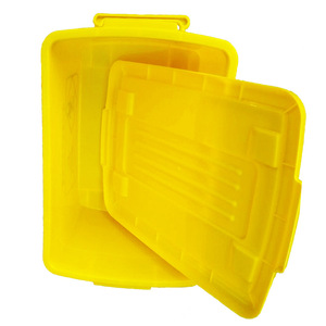 Caja de transferencia de residuos médicos de 60L, amarilla, con tapa y ruedas para almacenamiento de residuos infecciosos - Product Image 3