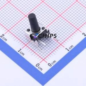 TS-1093C-A145B2-D1 Tactile Switch Bent Lead Through Hole-4P,6x6mm Single Pole Single Throw Round Button 1.8N Right Angle Insert - Product Image 1