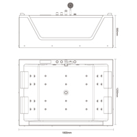 Baignoire hydromassante en acrylique blanc pour 4 personnes avec système de massage par remous Spa pour salle de bain Utilisation hôtelière Caractéristiques propres