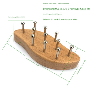 Gran Venta en Japón: Peine Gua Sha de 11 púas con mango de madera y acero inoxidable 304 para masaje y terapia de meridianos de abdomen y piernas - Product Image 3