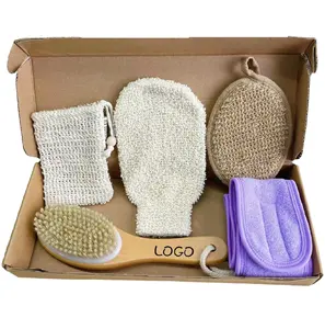 Skin Care Washing Spa Body Bath Set Bathing Body Cleaning Brush Shower Loofah Sponge Glove Pads Rich Foaming Soap Bag