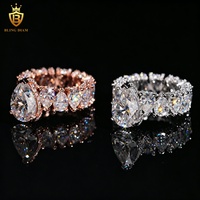 Bijoux de luxe raffinés, argent sterling 925, moissanite VVS, pierre principale de 6 carats, anneaux de forme poire pour hommes et femmes