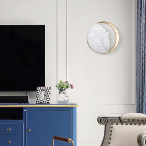 Lámpara de Pared LED Posmoderna para Pasillo, Mármol Natural en Forma de Luna, Cobre, para Hoteles, Iluminación Personalizada para Sala de Estar/Dormitorio - Product Image 4