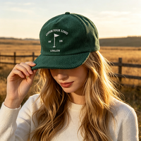Gorra Deportiva Unisex de 5 Paneles con Logotipo Personalizado Bordado, Visera Plana Ajustable, Gorra de Béisbol y Golf con Visera Plana de Pana