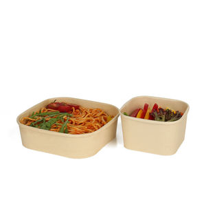卸売<span class=keywords><strong>500ml</strong></span>長方形食品グレードテイクアウトボックス紙製クラフト茶色正方形紙ボウル蓋付きウォームパックブランド江蘇省産 - Product Image 5