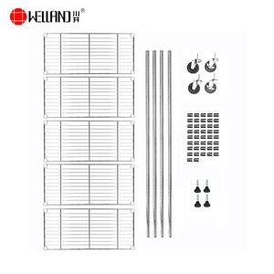 Estante de alambre de pie grande de almacenamiento de alambre cromado moderno móvil portátil de 5 niveles con ruedas - Product Image 5