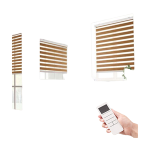 Stores occultants horizontaux motorisés automatiques intelligents pour fenêtres, avec commande Google Alexa intégrée, jour et nuit, type zèbre, pour intérieur, couleur noire - Product Image 1