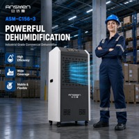 Déshumidificateur industriel portable 156L, unité de contrôle d'humidité, étanche IPX4, affichage numérique, minuterie pour centres de données et laboratoires