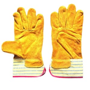 ถุงมือหนังวัวสองชั้นสีเหลืองคลาส C ขนาด 10 นิ้ว สำหรับประกันแรงงาน - Product Image 3