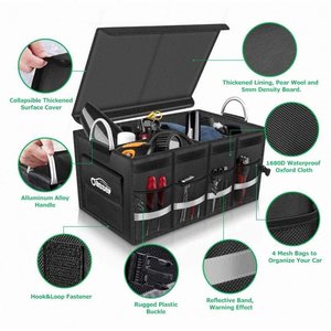 Waterproof PET Felt Cargo Organizer <b>Trunk</b> Storage Bag with Foldable Cover Cubic Shape Over 35L Capacity Customizable Size - Product Image 5