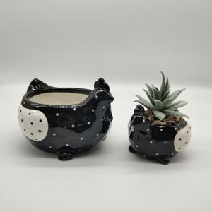 Belle plante amoureux en <span class=keywords><strong>céramique</strong></span> fait à la main points noirs animal poussin poulet poule succulentes jardinières de fleurs pot de jardin pour <span class=keywords><strong>extérieur</strong></span> et intérieur - Product Image 2