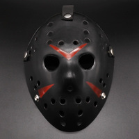 Masque de Jason en plastique noir et blanc pour Halloween, masque d'horreur amusant pour jeu de rôle, masque LED rechargeable qui s'illumine