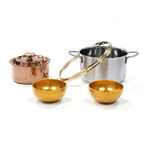 Juego de tazones metálicos de lujo moderno con ollas de cobre y acero inoxidable para regalo, diseño duradero - Product Image 1
