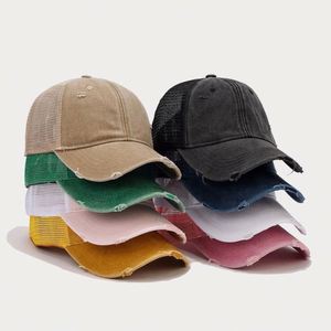 Casquette de baseball tendance effet usé en coton délavé avec maille respirante – Nouvelle collection été - Product Image 2