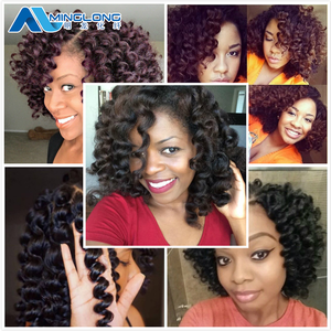 Wand Curl Crochet trecce giamaicano Bounce capelli ricci colore nero africano treccia sintetica all'uncinetto estensioni dei capelli per le donne - Product Image 6