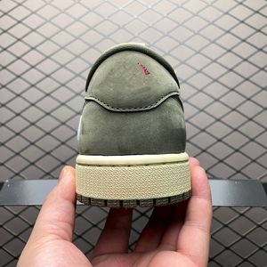 รองเท้าผ้าใบหนังแท้ Travis Scotts รุ่น Retro Comfort คุณภาพเยี่ยม ปี 2026 สำหรับผู้ชาย แบบผูกเชือก สีเขียวมะกอกกลาง สีดำ สี Phantom - Product Image 2