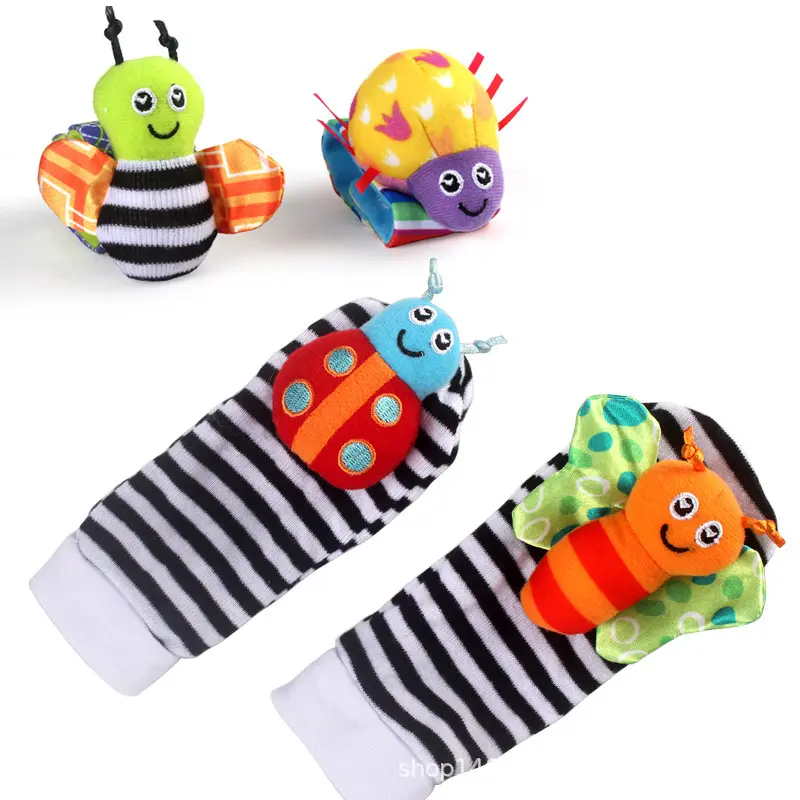 Schöne süße Cartoon Baby Rassel Uhr mit Socken Vocal ize Toys für Neugeborene 0-12M
